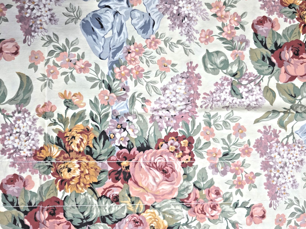 Ralph Lauren Vtg Allison Floral Valances Pair 80x17 Rod Pocket Cottagecore Rose